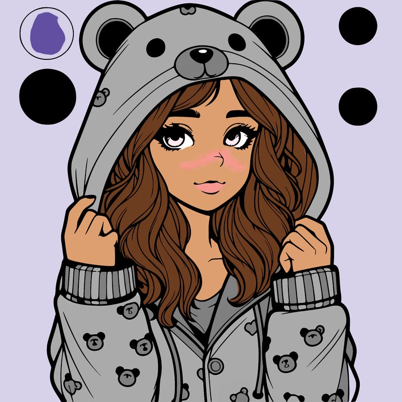 realistic girl in a animal pjs hoodie