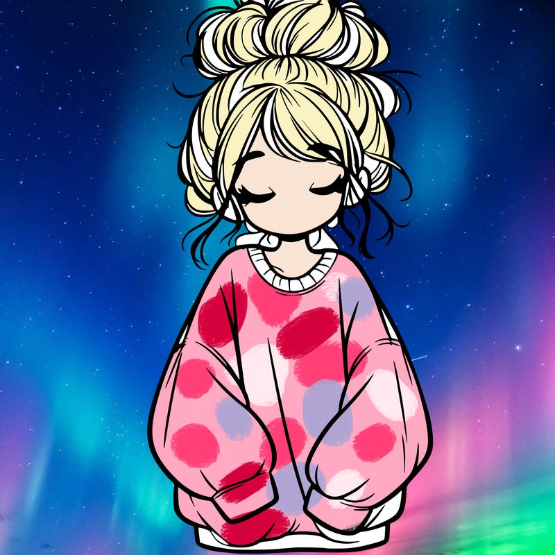 girl with baggy sweatshirt and messy bun