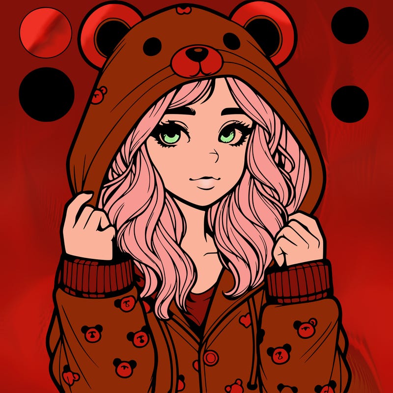 realistic girl in a animal pjs hoodie