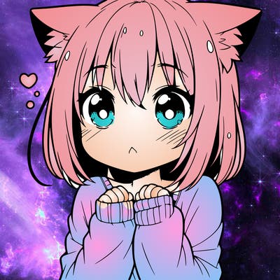 shy anime catgirl