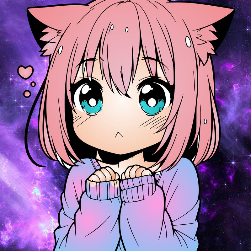 shy anime catgirl