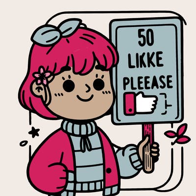 girl holding a 50 likes please sign