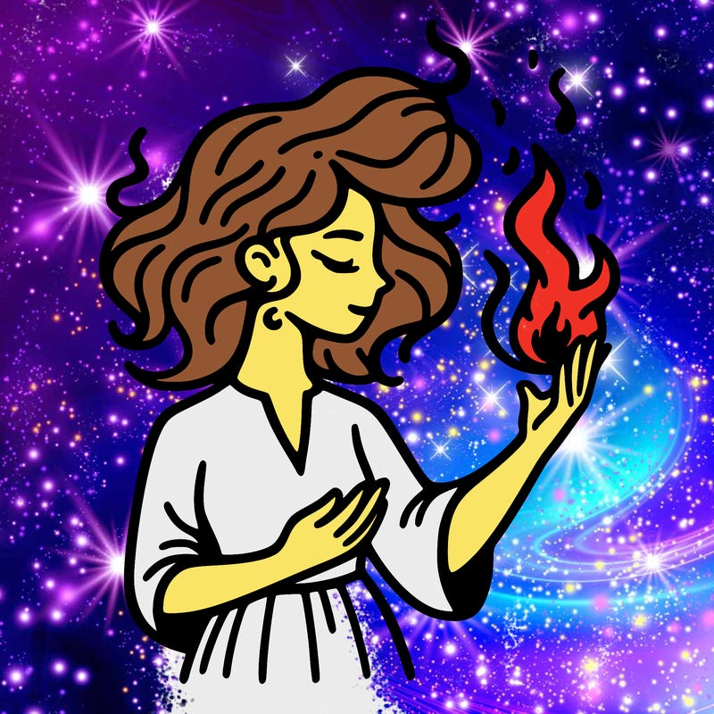 woman with fire