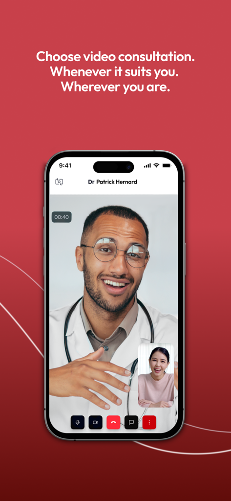 A video call between a doctor and a patient on the Hellocare mobile health app