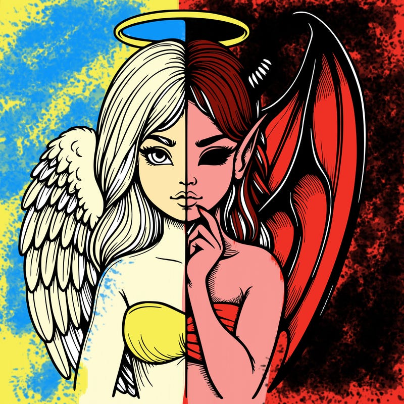 realistic angel half demon