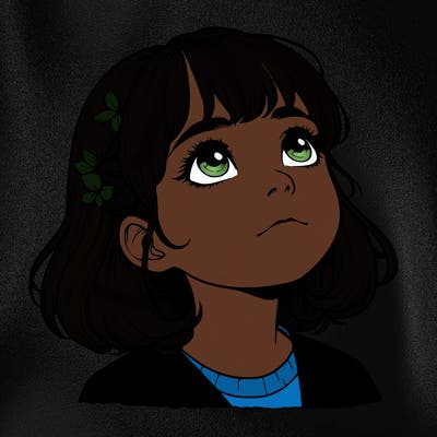 realistic girl looking up