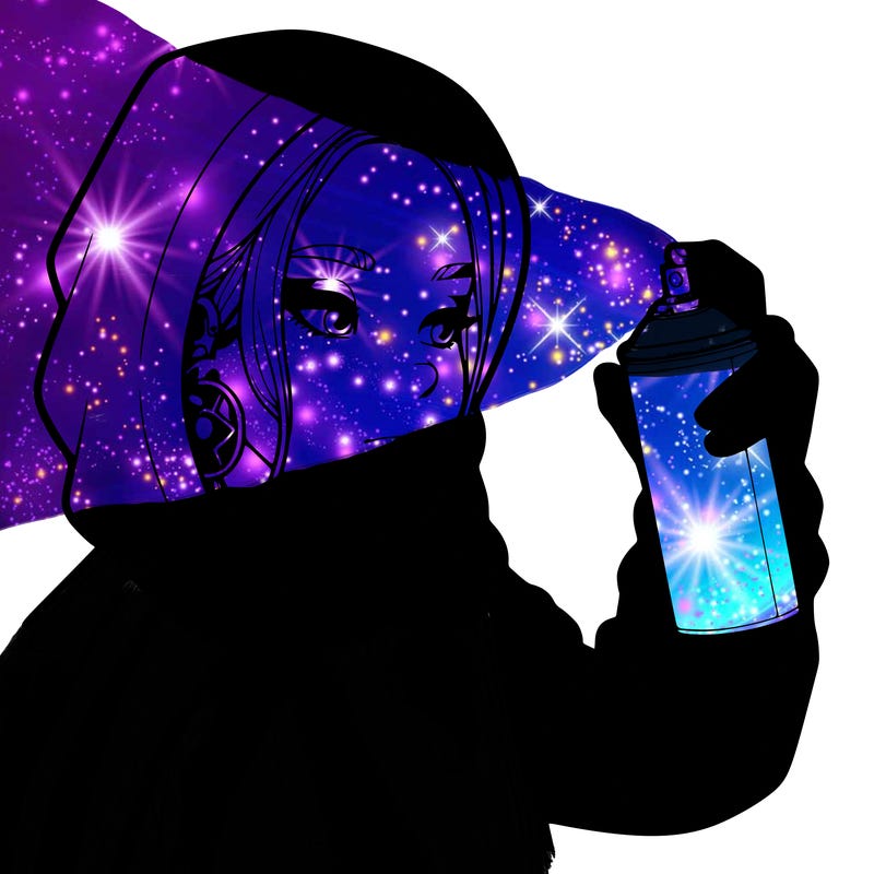 a realistic girl, spray painting