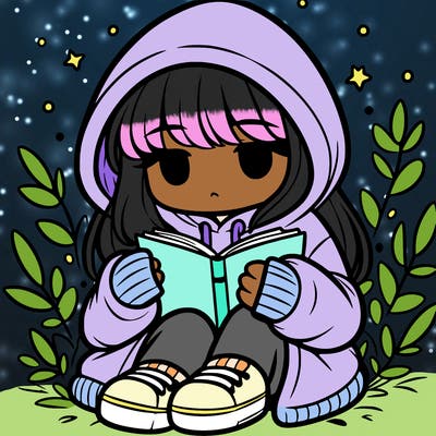 girl in oversized hoodie reading a book