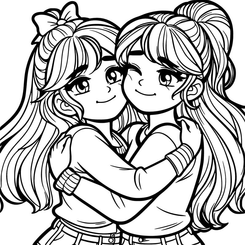 two girls hugging