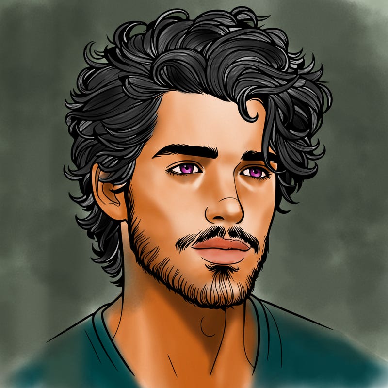 realistic man with fluffy hair