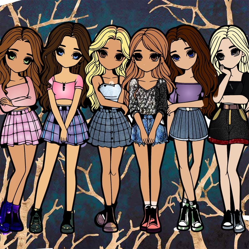 a group of girls realistic