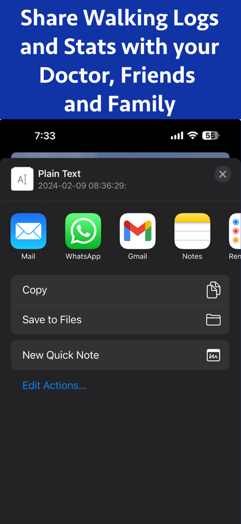 Brisk Walking Tracker - Interface for sharing walking logs and fitness statistics with doctors and family
