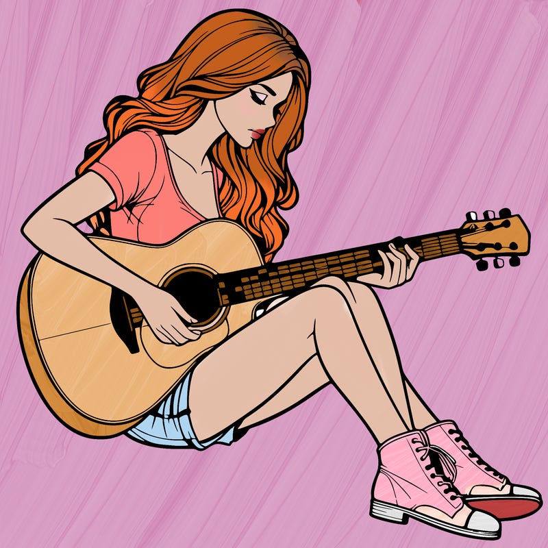 realistic woman play guitar