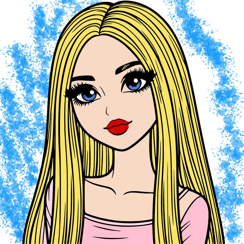 realistic girl with straight and long hair