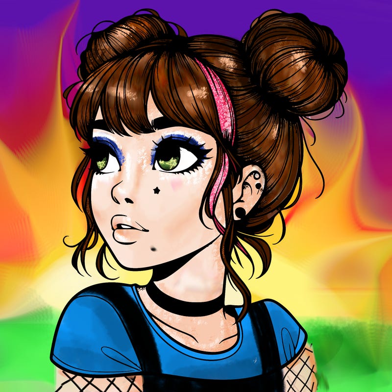 realistic girl with spacebuns