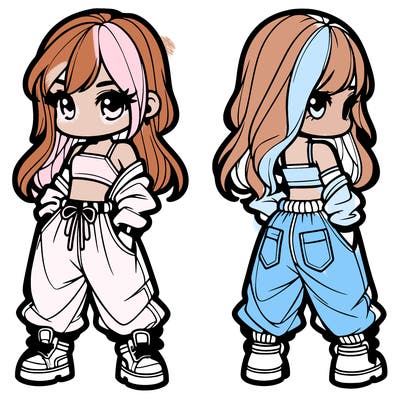 girl in crop top and baggy pants