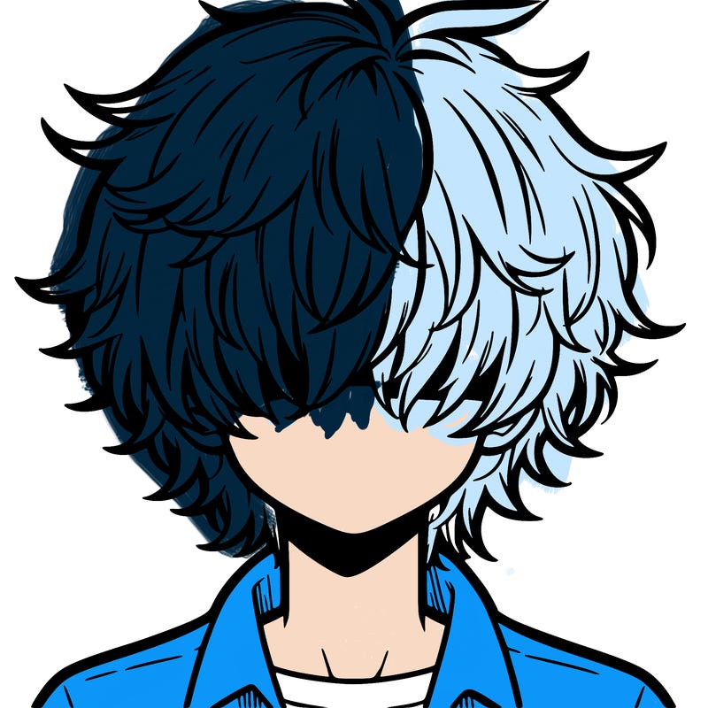 manga boy fluffy hair covering his eyes