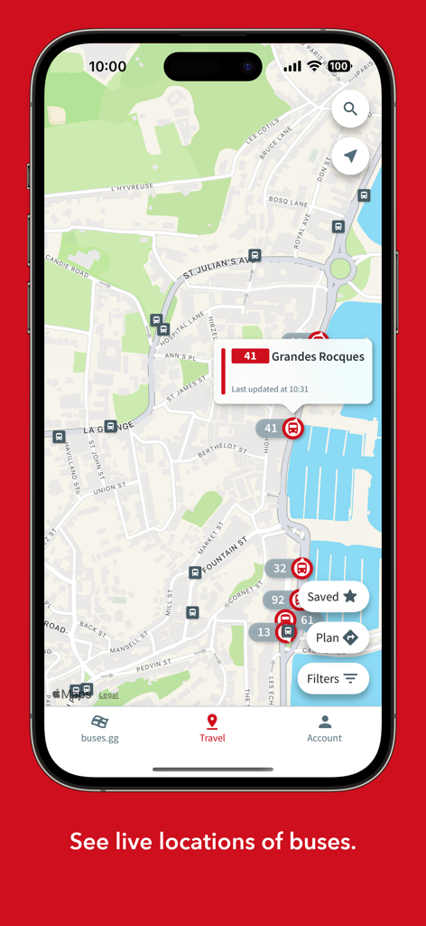 Buses gg - Real-time map showing live bus locations and route details on the Buses.gg app