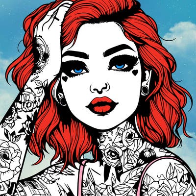 realistic girl with tattoos all over