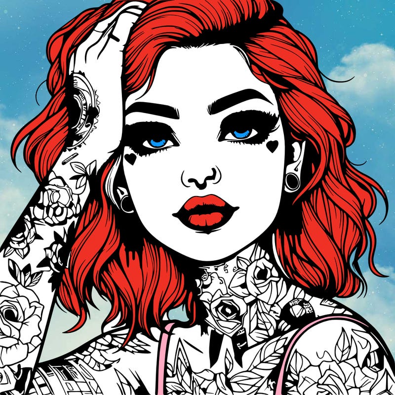 realistic girl with tattoos all over