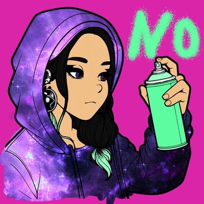 a realistic girl, spray painting