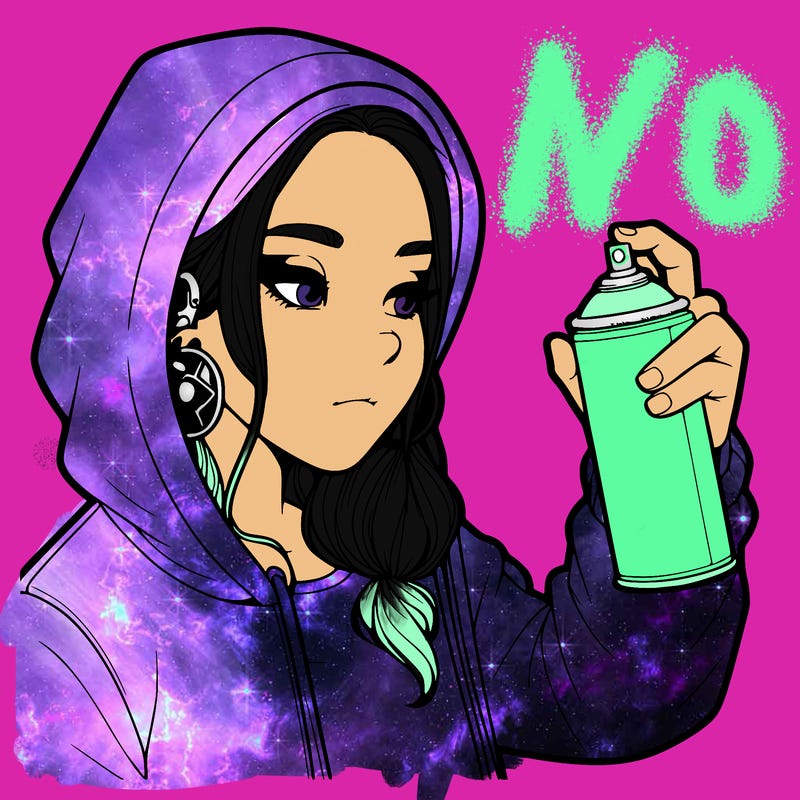 a realistic girl, spray painting