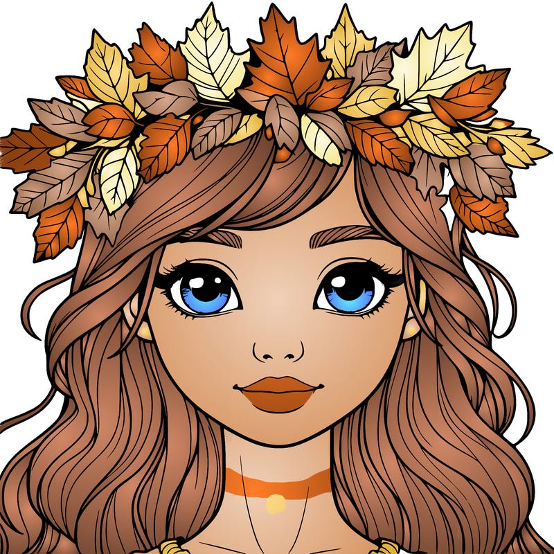 realistic girl with fall leaf crown
