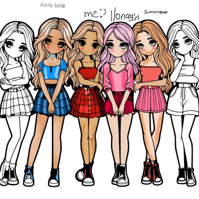 a group of girls realistic