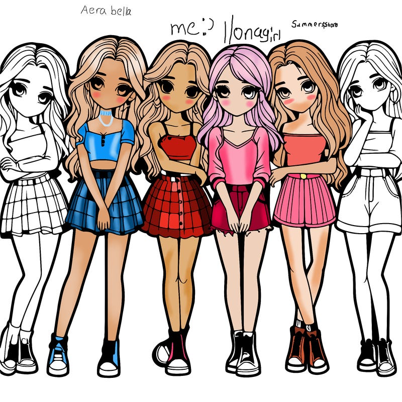 a group of girls realistic