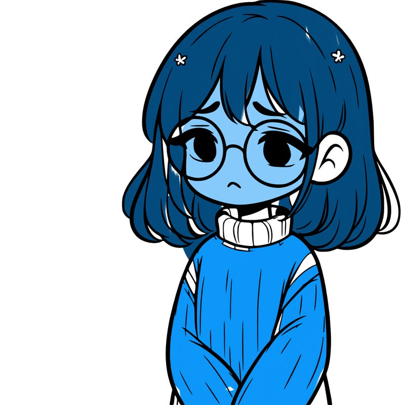 sad girl with glasses in a sweater