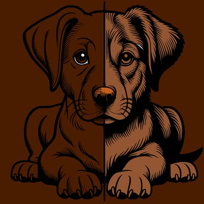 realistic dog split picture