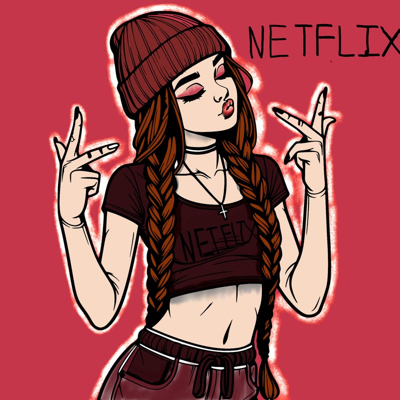 realistic teenage girl with braids and a beanie and crop top doing 🫶🏼