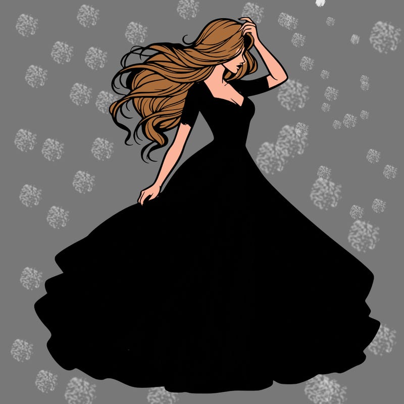 realistic woman with dress flowing in the wind