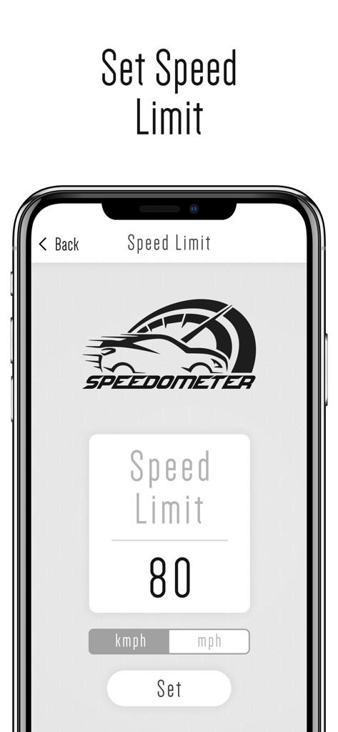 Interfaz de usuario para establecer una alerta de límite de velocidad en la aplicación Velocímetro GPS