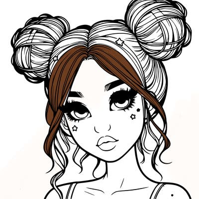realistic girl with space buns
