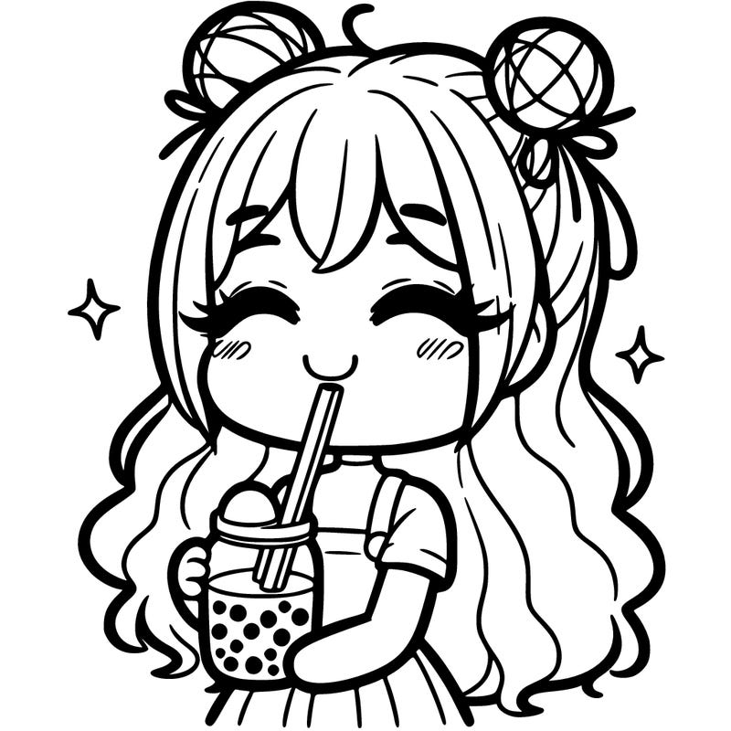 girl, drinking boba