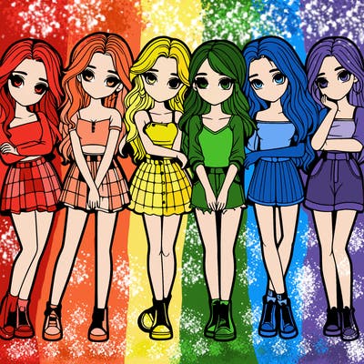 a group of girls realistic