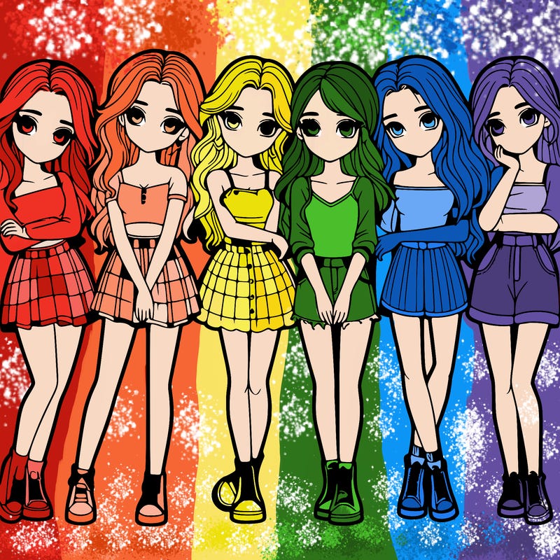 a group of girls realistic