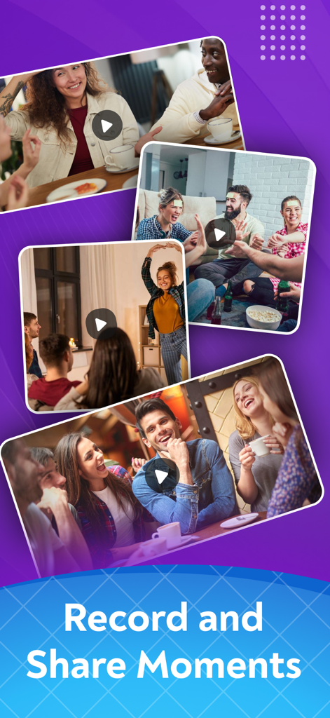 Charades & Headbands - GuessUp - A collage of friends and families laughing while playing charades and recording their games in the GuessUp app