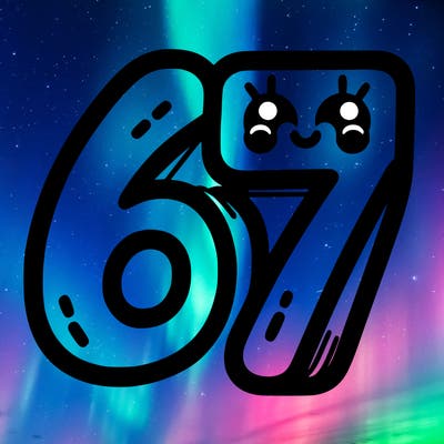 the numbers 67