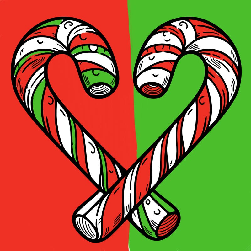 candy canes making a heart