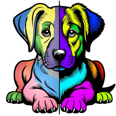 realistic dog split picture