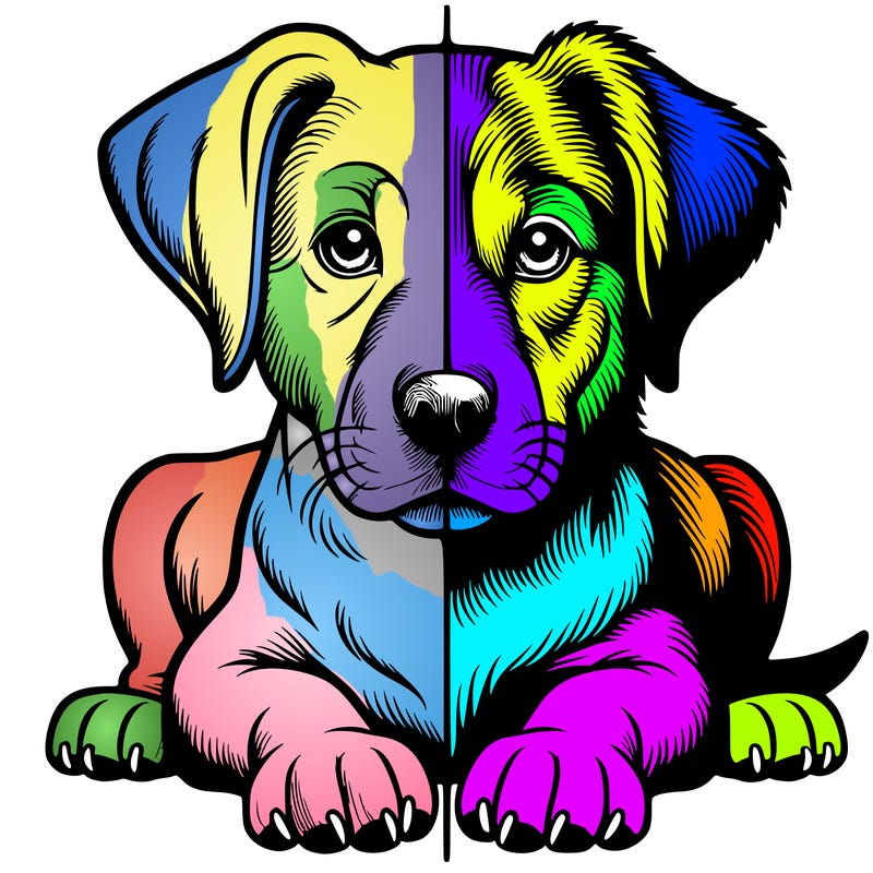 realistic dog split picture