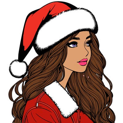 realistic girl in santa hat