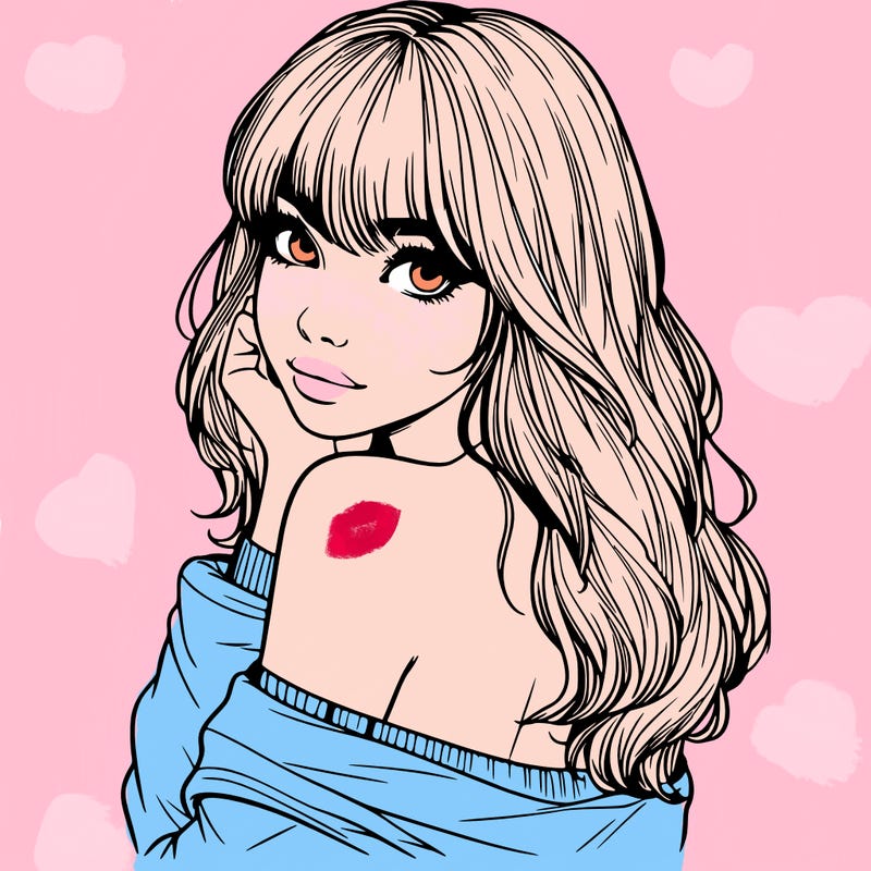 realistic girl with bangs looking over her shoulder