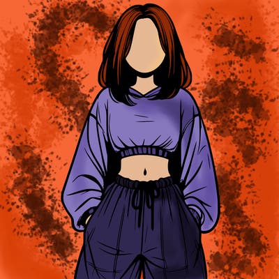 realistic girl faceless with baggy pants and a crop top