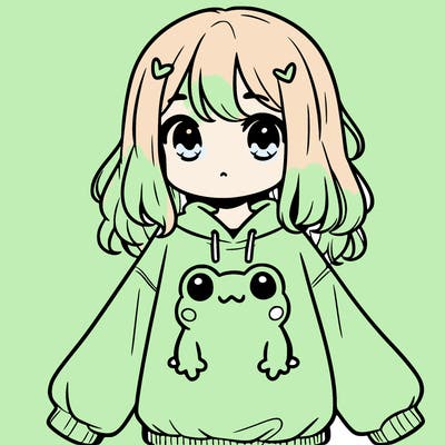 girl wearing frogging sweatshirt