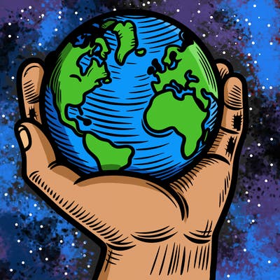 hand holding earth