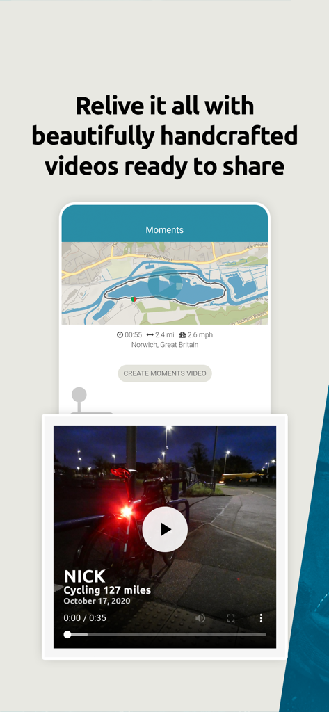 Rivivi avventure di camminata e ciclismo con video realizzati a mano condivisibili in Map My Tracks