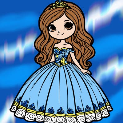 a girl with a beautiful gown on